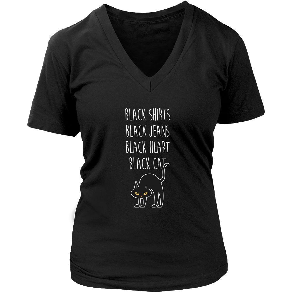 Halloween T Shirt - Black Shirts Black Jeans Black Heart Black Cat-T-shirt-Teelime | shirts-hoodies-mugs