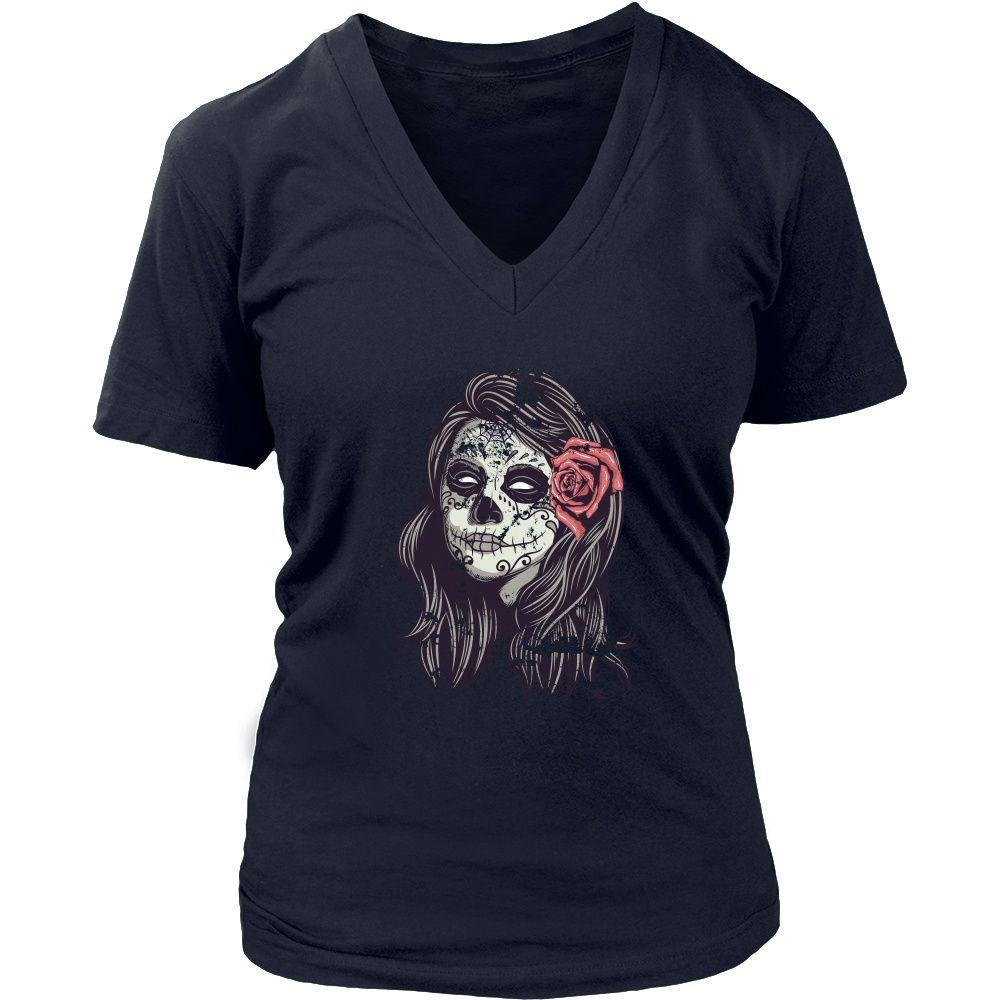 Halloween T Shirt - Sugar Skull Lady-T-shirt-Teelime | shirts-hoodies-mugs