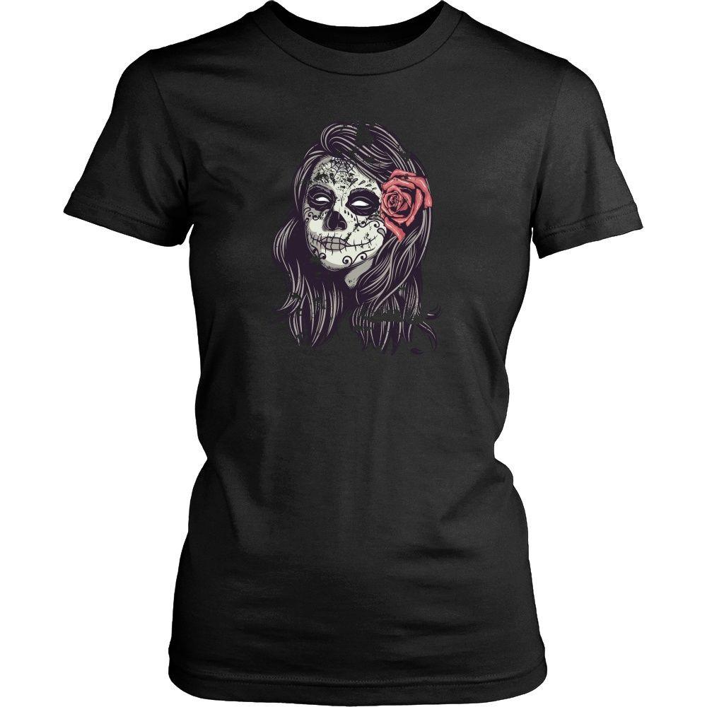 Halloween T Shirt - Sugar Skull Lady-T-shirt-Teelime | shirts-hoodies-mugs