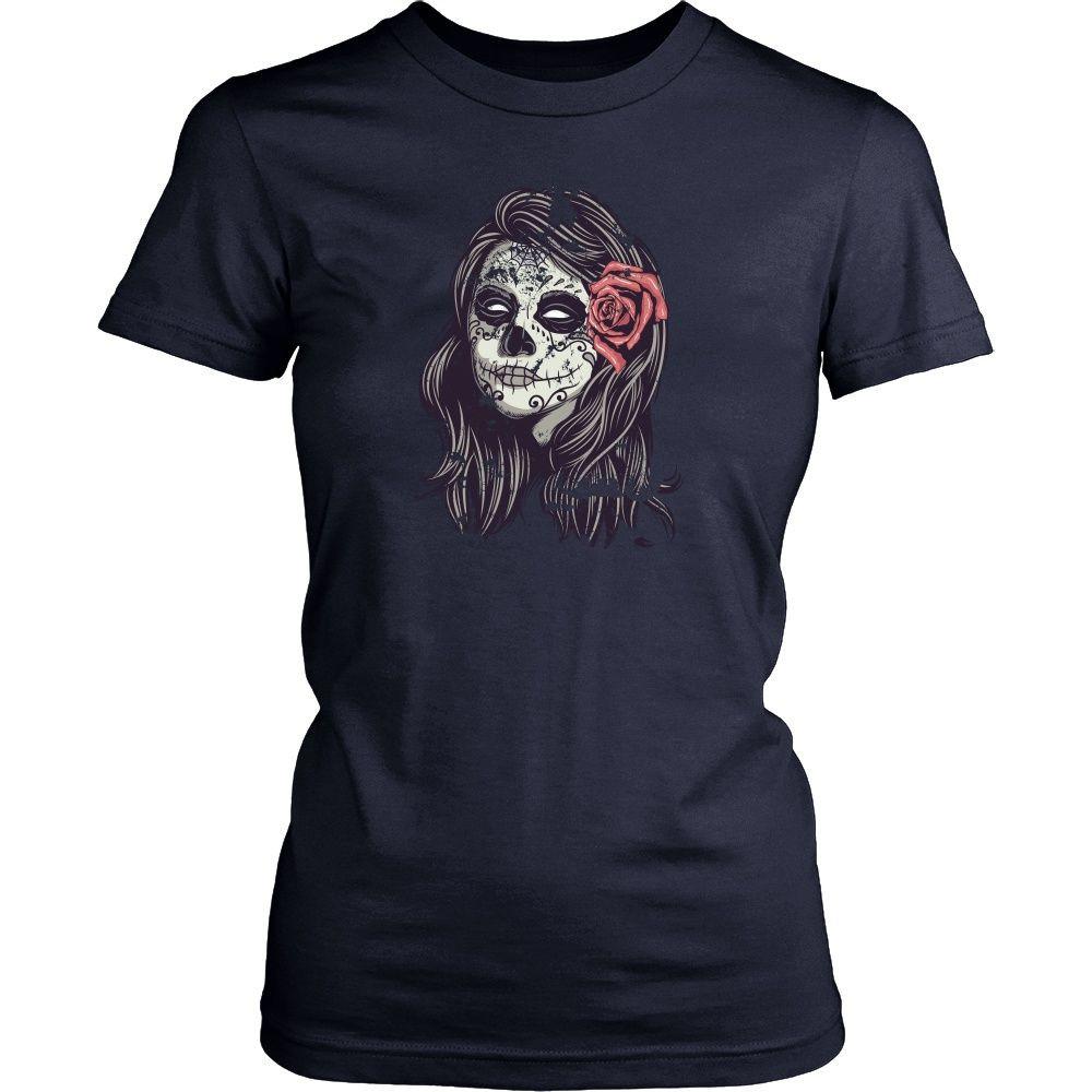 Halloween T Shirt - Sugar Skull Lady-T-shirt-Teelime | shirts-hoodies-mugs