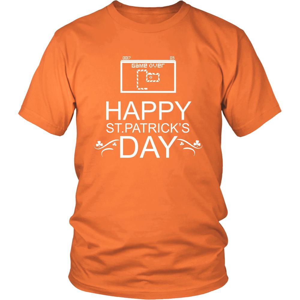 Happy Saint Patrick's Day- Game Over Snake - custom made funny t-shirts-T-shirt-Teelime | shirts-hoodies-mugs