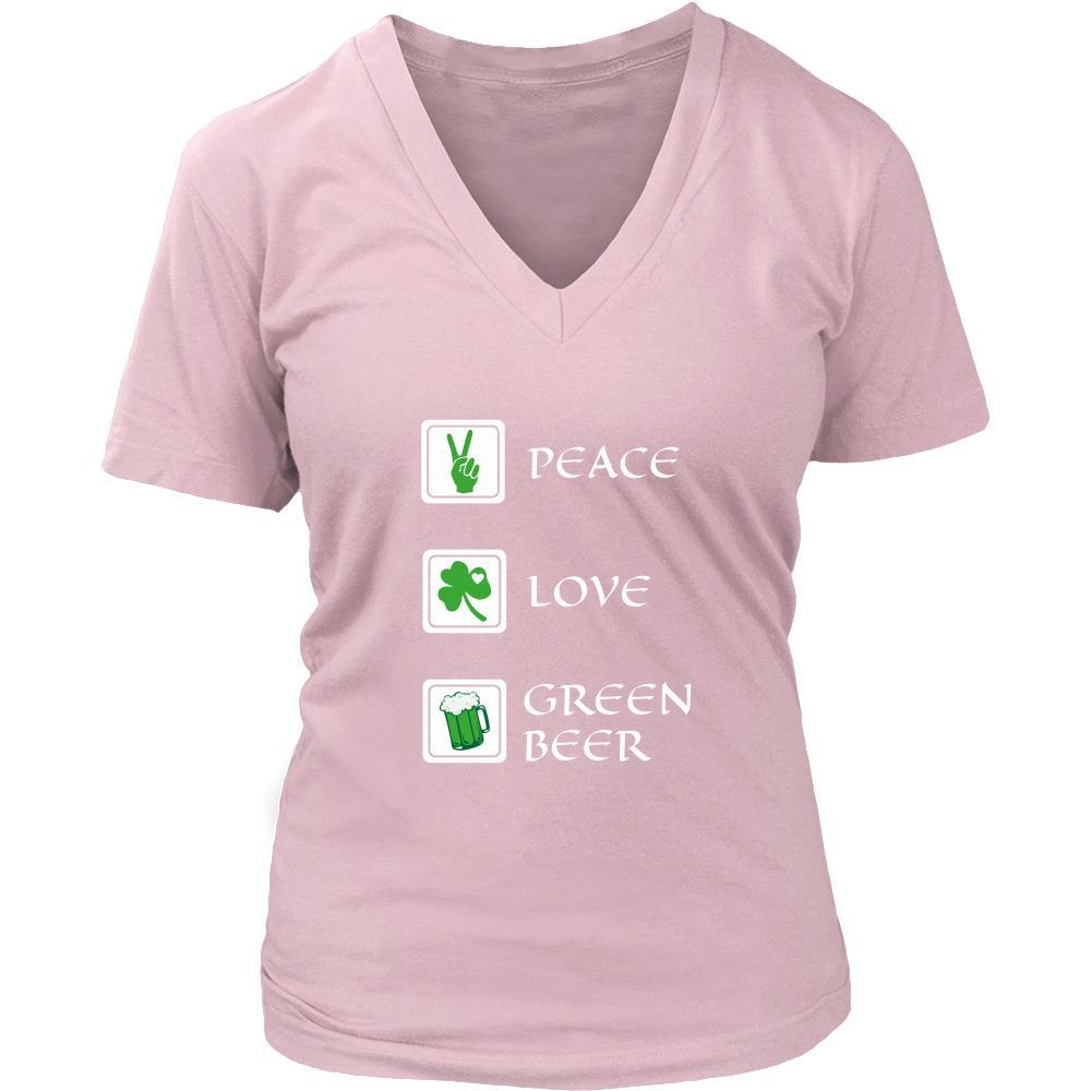 Happy Saint Patrick's Day- "Peace, Love, Green Beer" - custom made funny t-shirt.-T-shirt-Teelime | shirts-hoodies-mugs