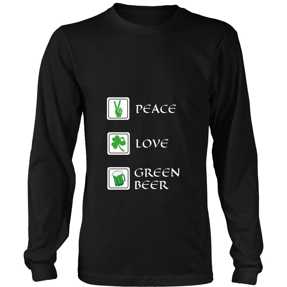Happy Saint Patrick's Day- "Peace, Love, Green Beer" - custom made funny t-shirt.-T-shirt-Teelime | shirts-hoodies-mugs