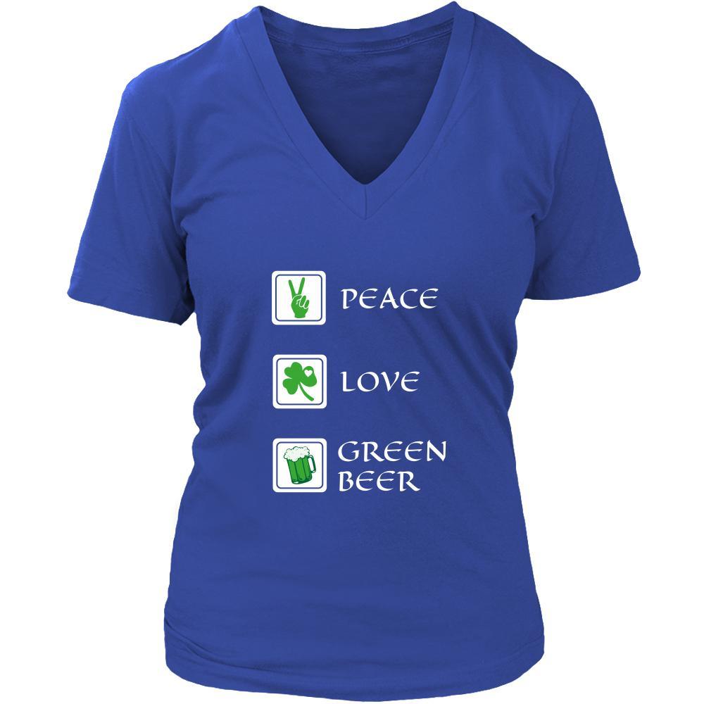 Happy Saint Patrick's Day- "Peace, Love, Green Beer" - custom made funny t-shirt.-T-shirt-Teelime | shirts-hoodies-mugs
