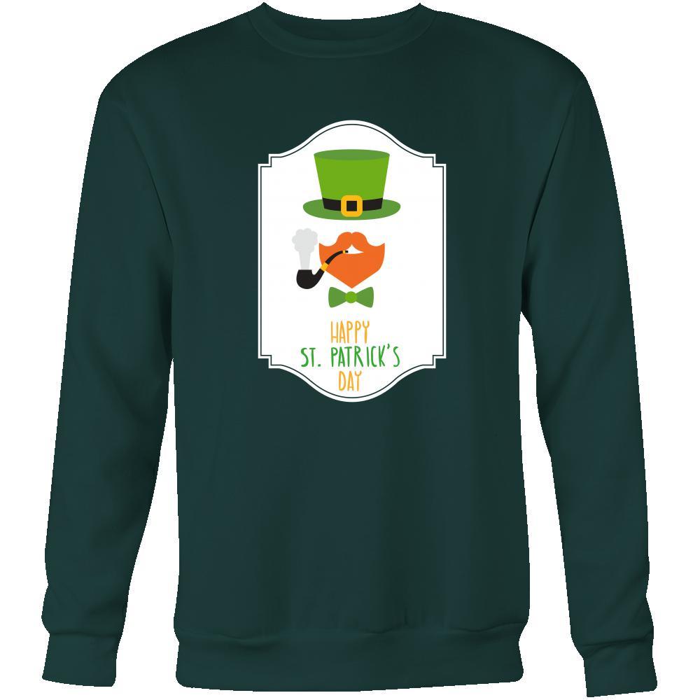 Happy Saint Patrick's Day - " Smoking Bearded Irish" - custom made funny apparel.-T-shirt-Teelime | shirts-hoodies-mugs