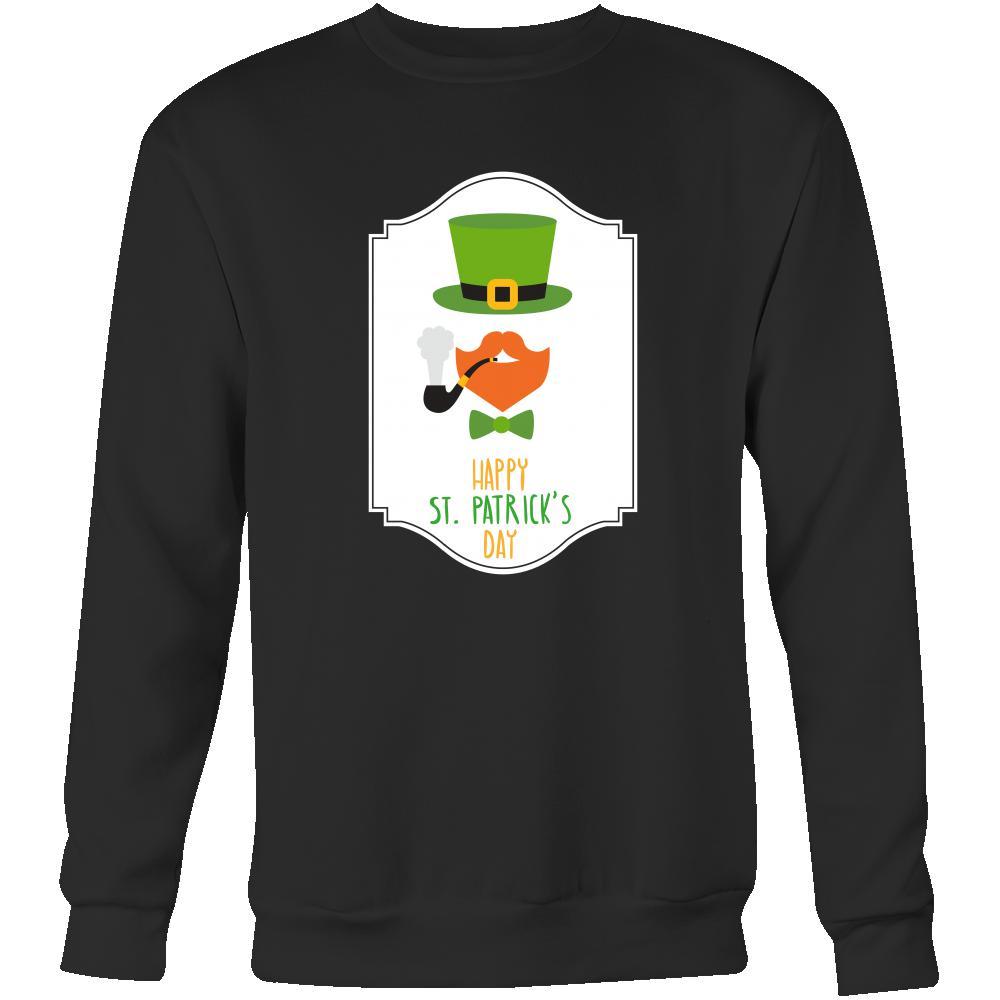 Happy Saint Patrick's Day - " Smoking Bearded Irish" - custom made funny apparel.-T-shirt-Teelime | shirts-hoodies-mugs