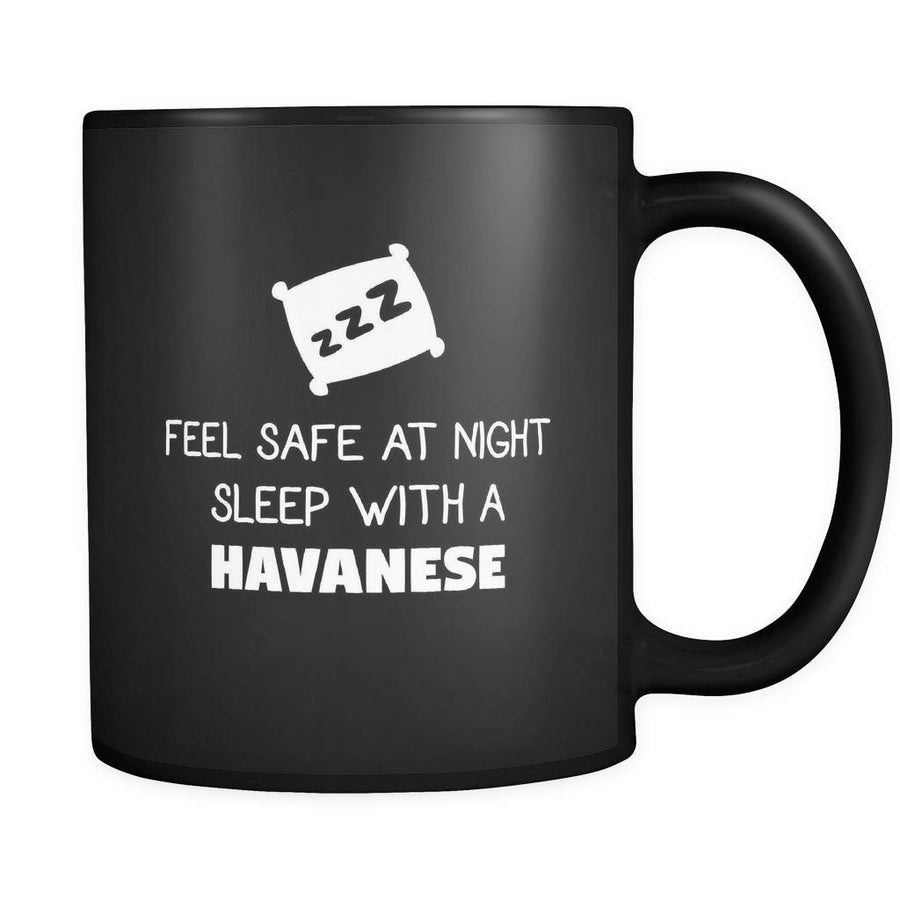 Havanese Feel Safe With A Havanese 11oz Black Mug-Drinkware-Teelime | shirts-hoodies-mugs