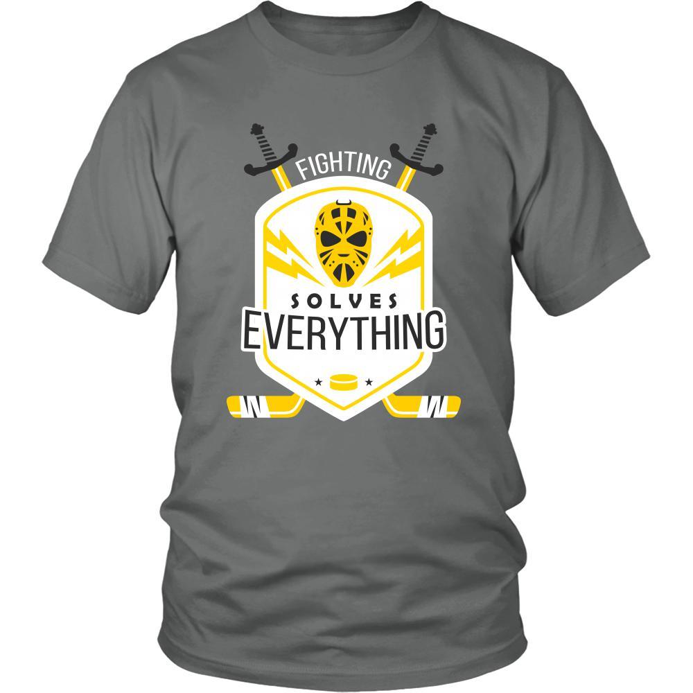Hockey T Shirt - Fighting Solves Everything-T-shirt-Teelime | shirts-hoodies-mugs