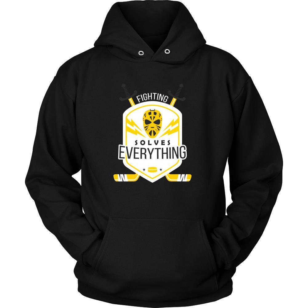 Hockey T Shirt - Fighting Solves Everything-T-shirt-Teelime | shirts-hoodies-mugs