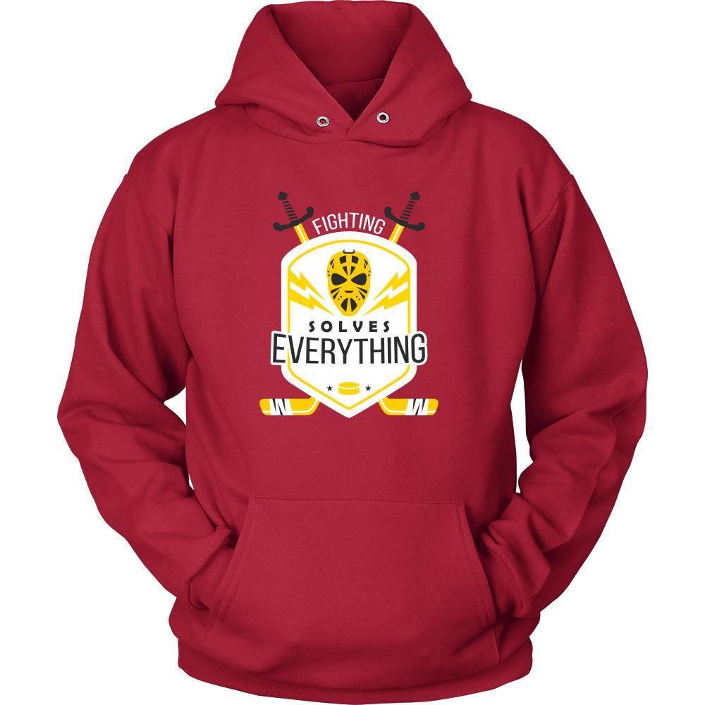 Hockey T Shirt - Fighting Solves Everything-T-shirt-Teelime | shirts-hoodies-mugs