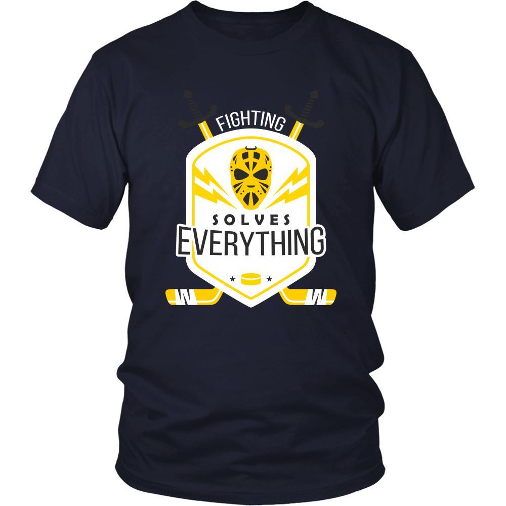 Hockey T Shirt - Fighting Solves Everything-T-shirt-Teelime | shirts-hoodies-mugs