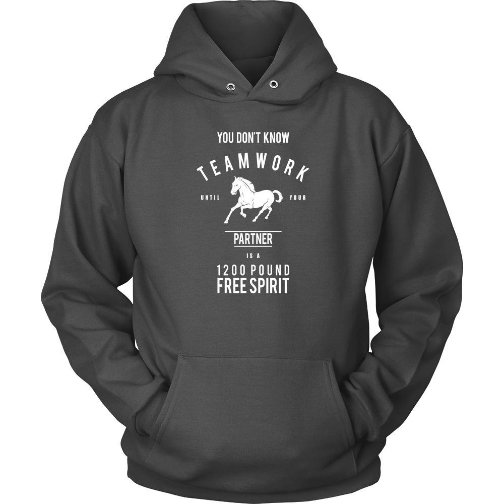 Horse Ride Shirt - you don't know teamwork until your partner is a 1200 pound free spirit- Hobby-T-shirt-Teelime | shirts-hoodies-mugs