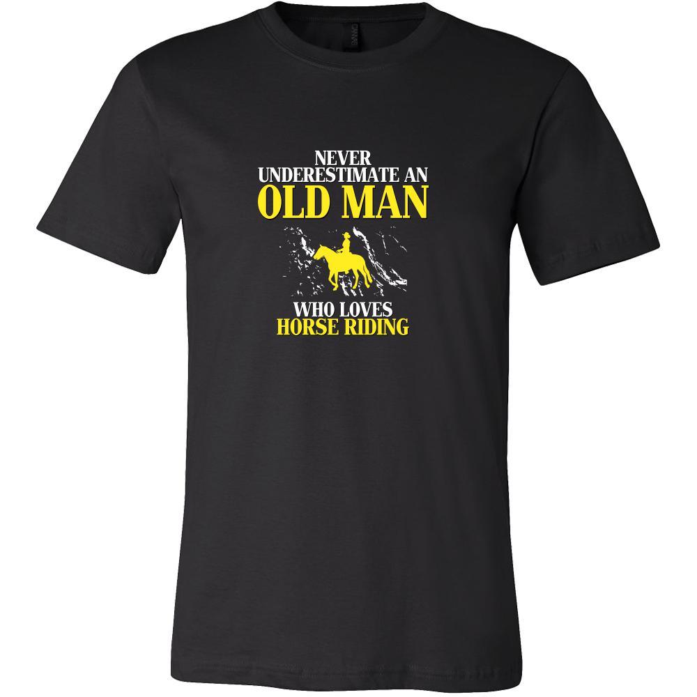 Horse riding Shirt - Never underestimate an old man who loves riding horses Grandfather Hobby Gift-T-shirt-Teelime | shirts-hoodies-mugs