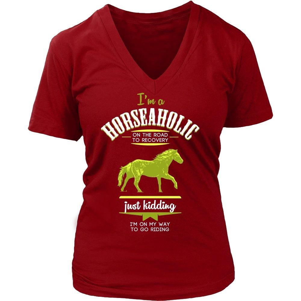 Horse T Shirt - I'm a Horseaholic I'm on my way to go riding-T-shirt-Teelime | shirts-hoodies-mugs