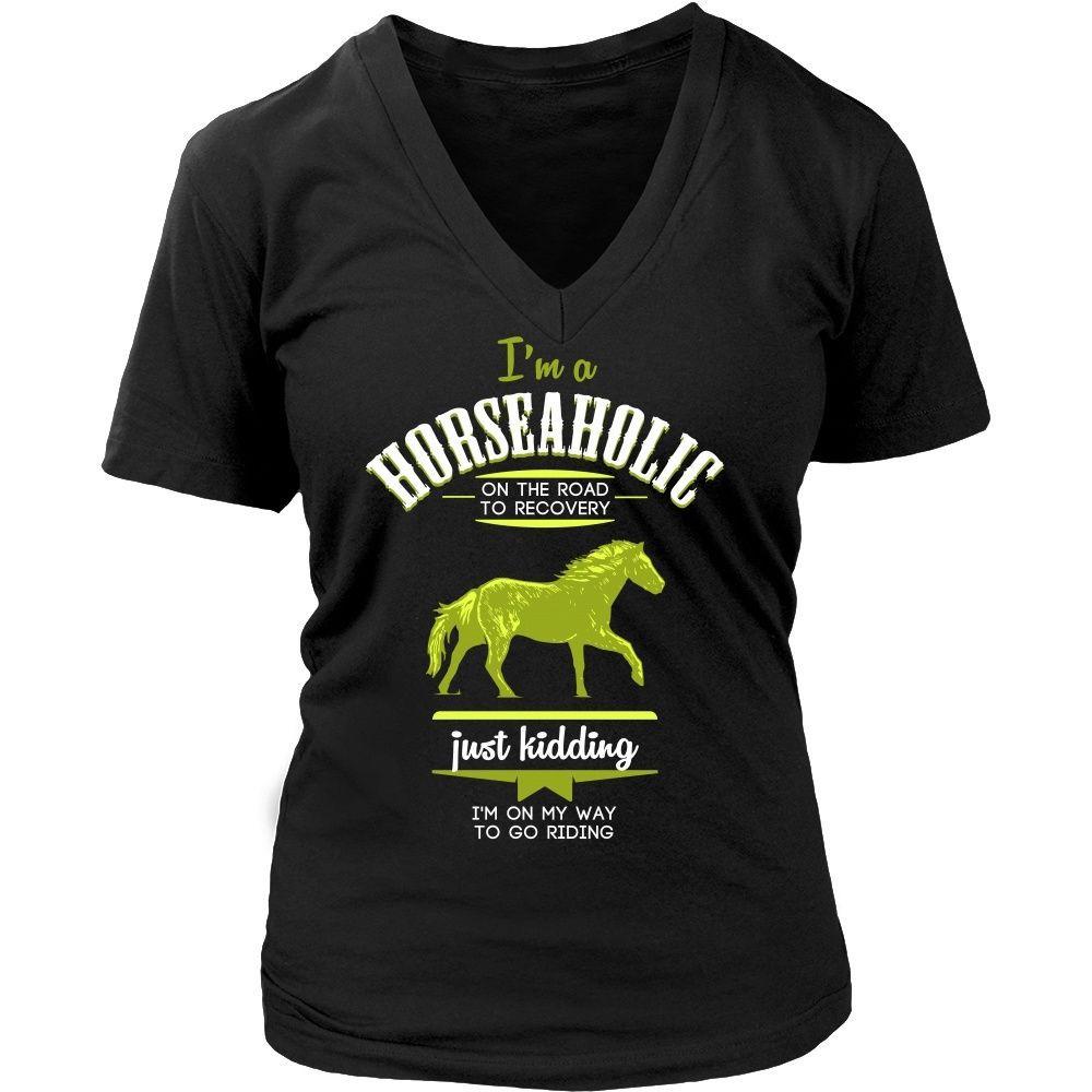 Horse T Shirt - I'm a Horseaholic I'm on my way to go riding-T-shirt-Teelime | shirts-hoodies-mugs
