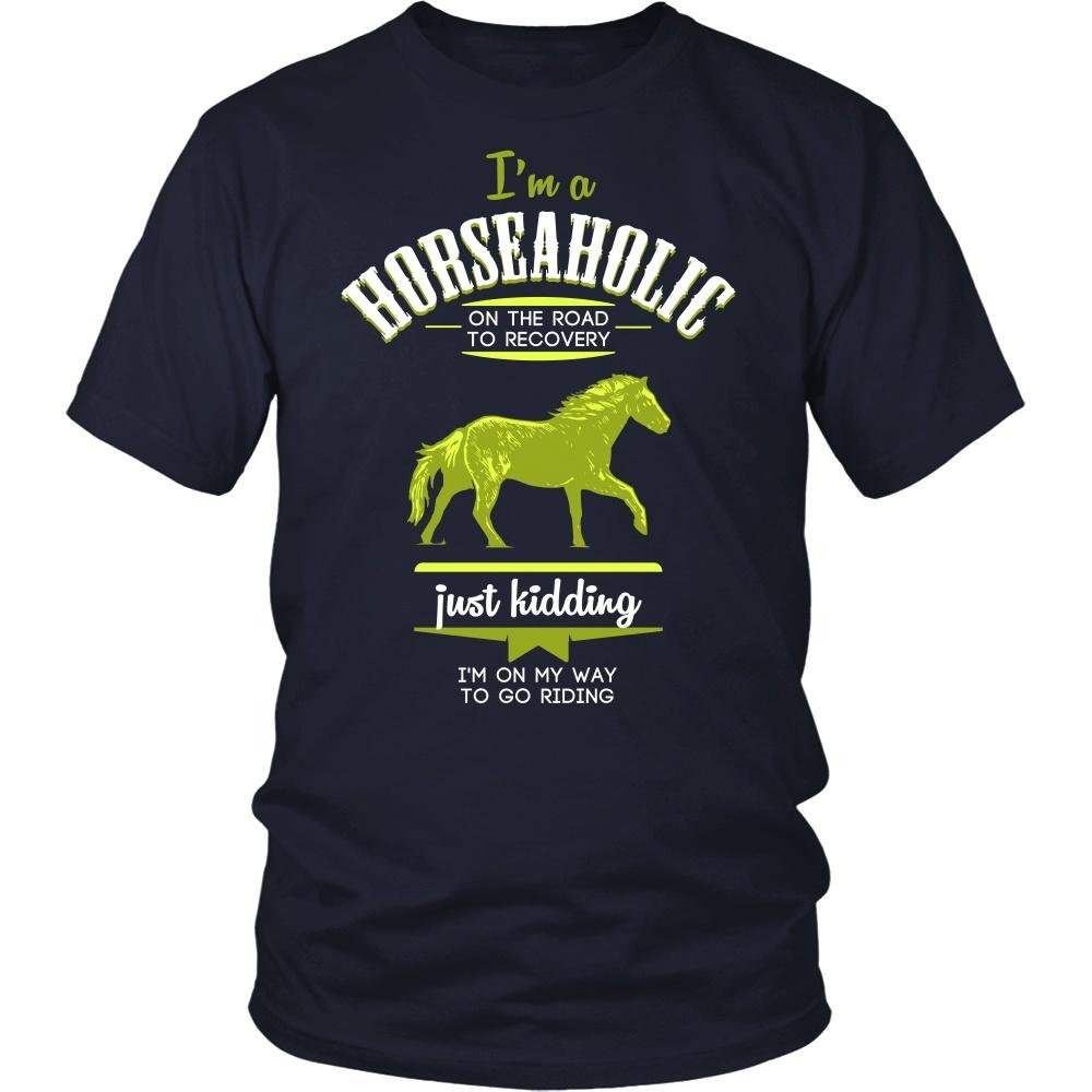Horse T Shirt - I'm a Horseaholic I'm on my way to go riding-T-shirt-Teelime | shirts-hoodies-mugs