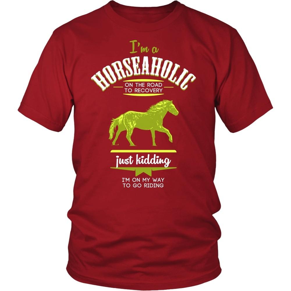 Horse T Shirt - I'm a Horseaholic I'm on my way to go riding-T-shirt-Teelime | shirts-hoodies-mugs