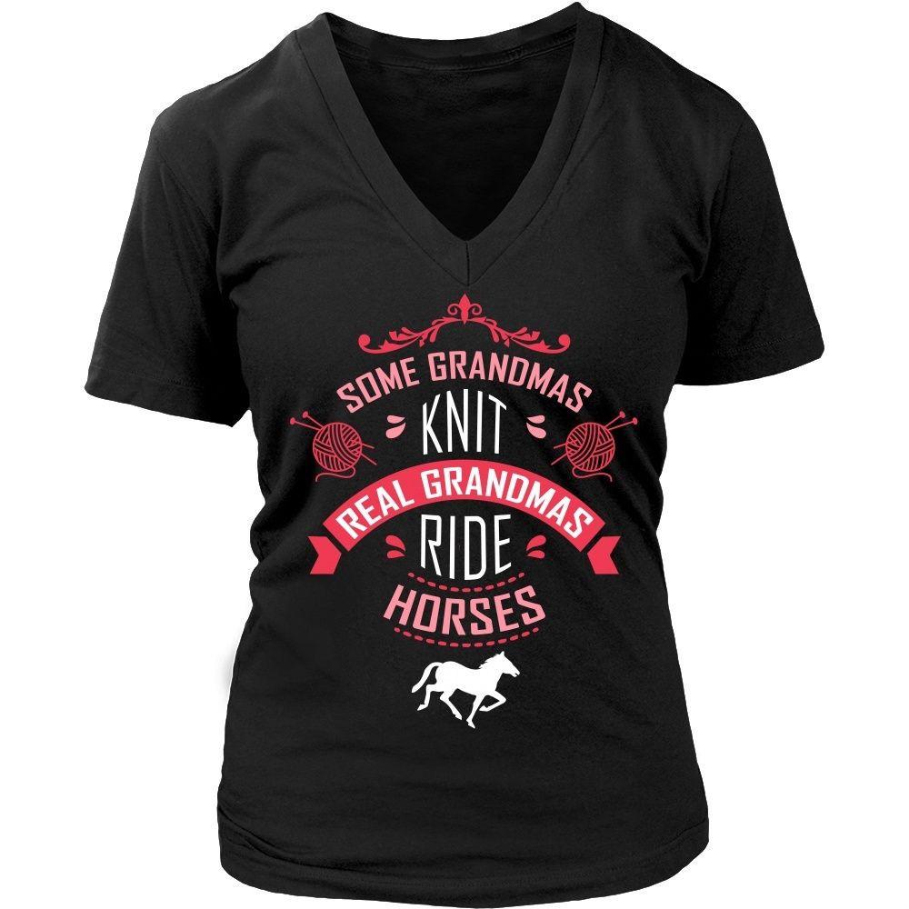 Horse T Shirt - Some Grandmas knit Real Grandmas ride-T-shirt-Teelime | shirts-hoodies-mugs
