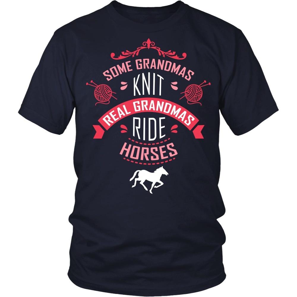 Horse T Shirt - Some Grandmas knit Real Grandmas ride-T-shirt-Teelime | shirts-hoodies-mugs