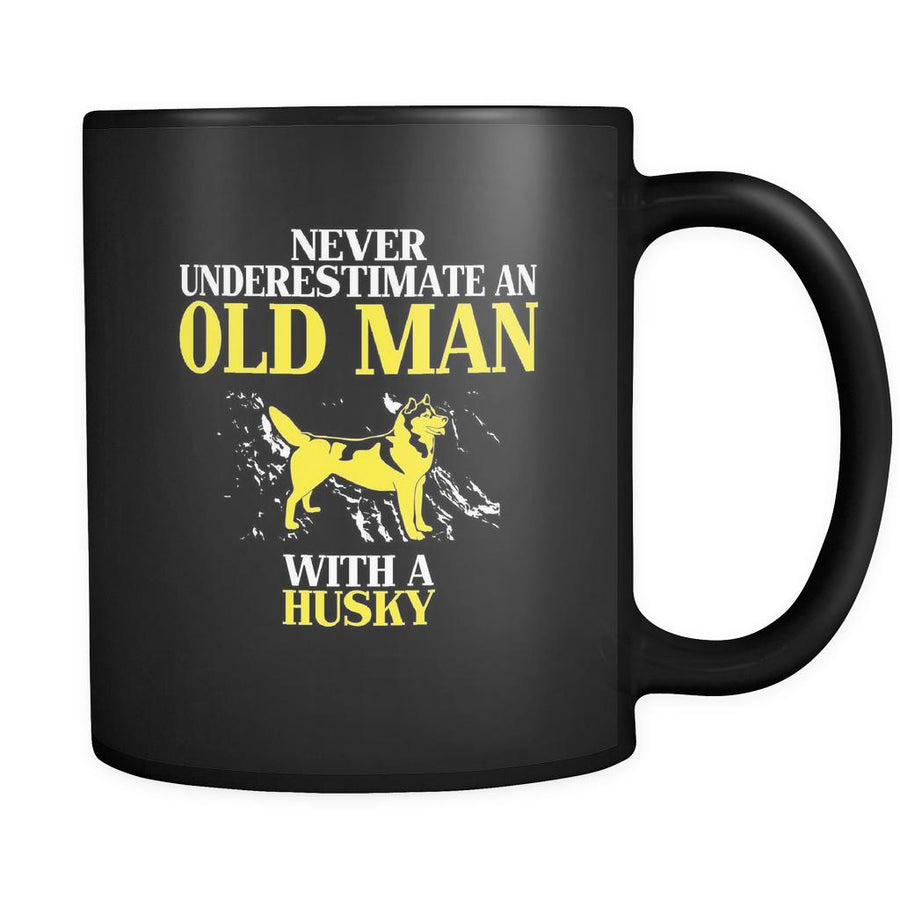 Husky Never underestimate an old man with a Husky 11oz Black Mug-Drinkware-Teelime | shirts-hoodies-mugs