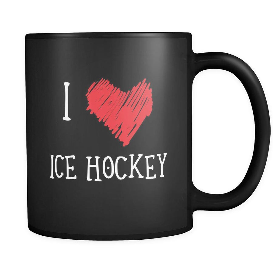 Ice Hockey I Love Ice Hockey 11oz Black Mug-Drinkware-Teelime | shirts-hoodies-mugs