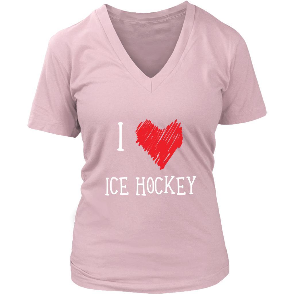 Ice Hockey V-neck shirt - I Love Ice Hockey - Women Gift-T-shirt-Teelime | shirts-hoodies-mugs
