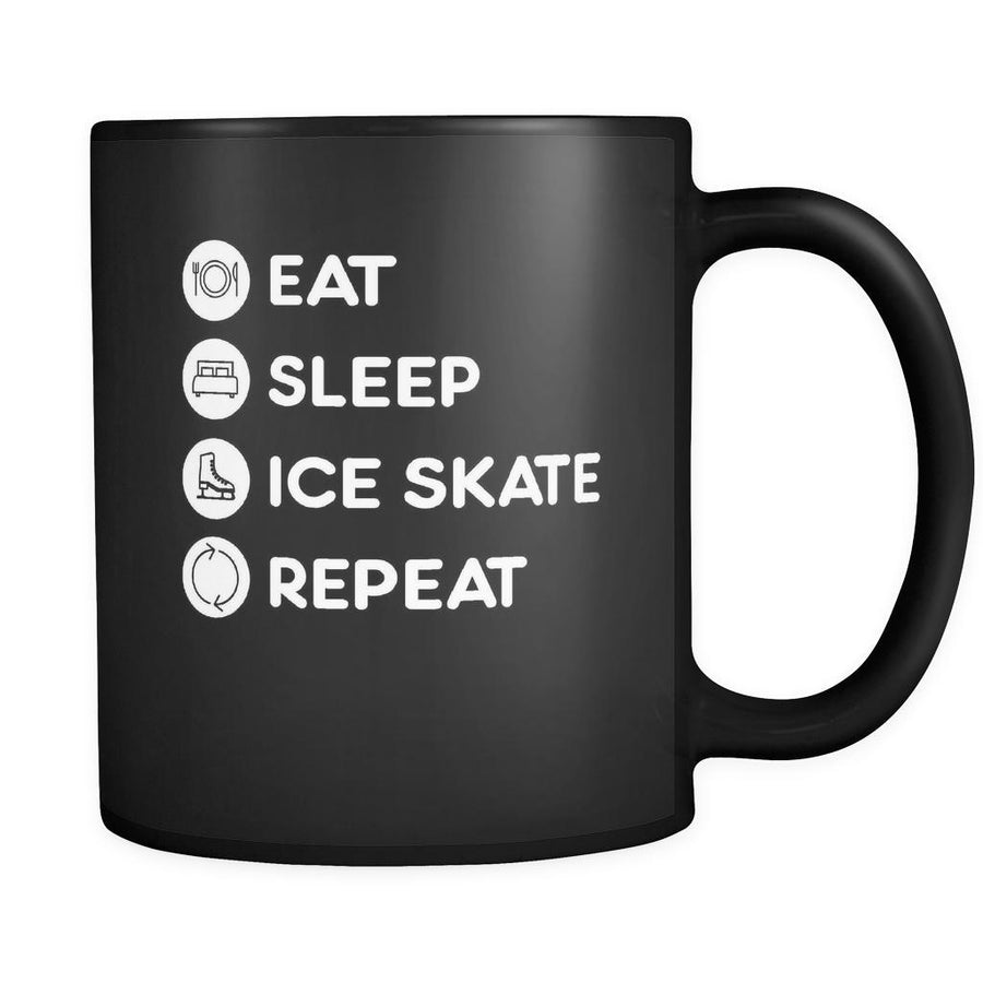 Ice skating - Eat Sleep Ice skate Repeat - 11oz Black Mug-Drinkware-Teelime | shirts-hoodies-mugs