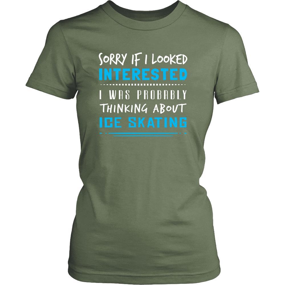Ice skating Shirt - Sorry If I Looked Interested, I think about Ice skating - Hobby Gift-T-shirt-Teelime | shirts-hoodies-mugs