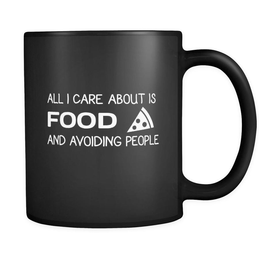 Introverts All I Care About Is Food 11oz Black Mug-Drinkware-Teelime | shirts-hoodies-mugs