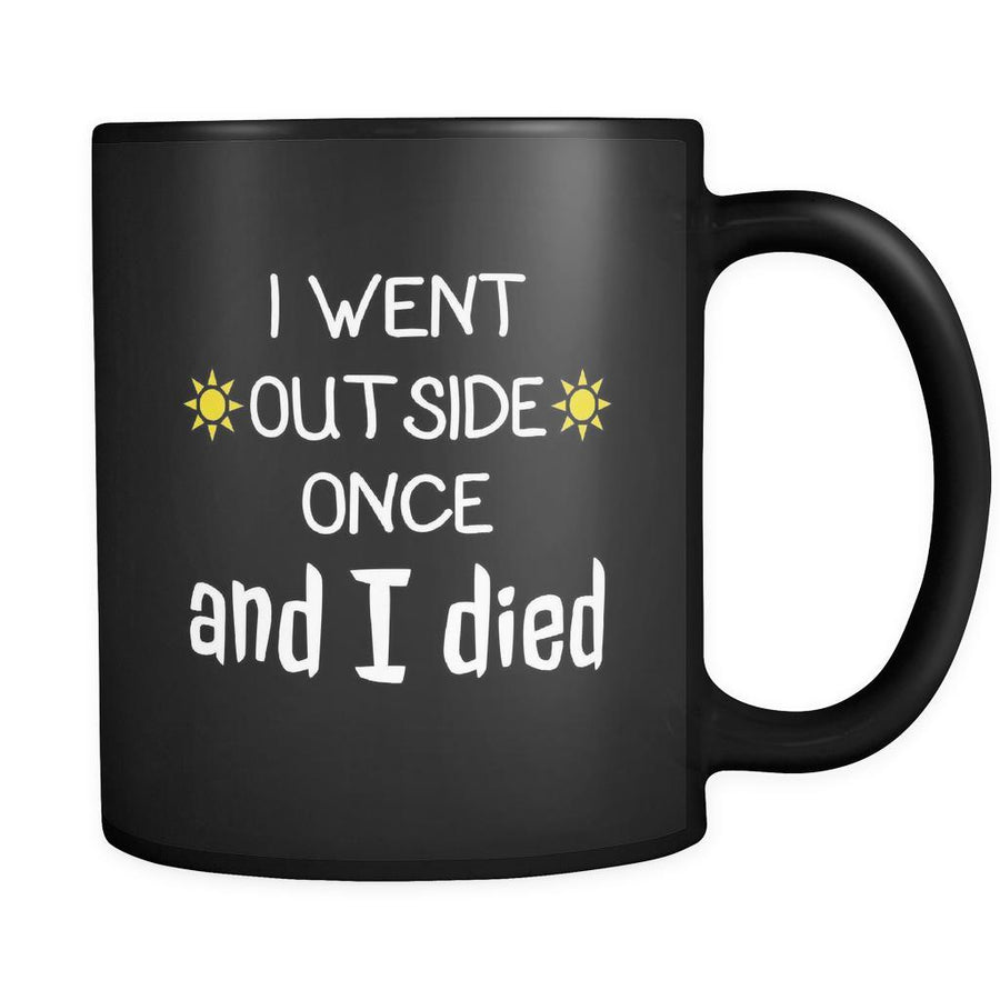 Introverts I Went Outside Once And I Died - Two 11oz Black Mug-Drinkware-Teelime | shirts-hoodies-mugs