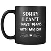 Introverts Sorry I Can't I Have Plans With My Cat 11oz Black Mug-Drinkware-Teelime | shirts-hoodies-mugs