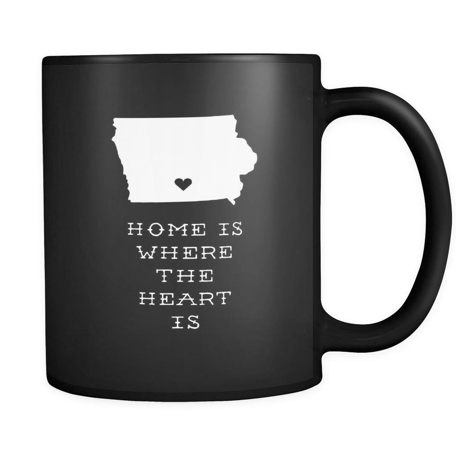 Iowa Home is where the heart is Iowa 11oz Black Mug-Drinkware-Teelime | shirts-hoodies-mugs