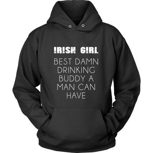 Irish T Shirt - Irish girl Best damn drinking buddy a man can have-T-shirt-Teelime | shirts-hoodies-mugs