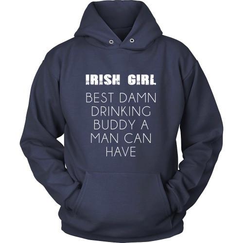 Irish T Shirt - Irish girl Best damn drinking buddy a man can have-T-shirt-Teelime | shirts-hoodies-mugs
