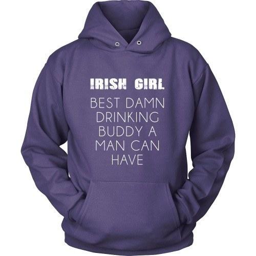 Irish T Shirt - Irish girl Best damn drinking buddy a man can have-T-shirt-Teelime | shirts-hoodies-mugs