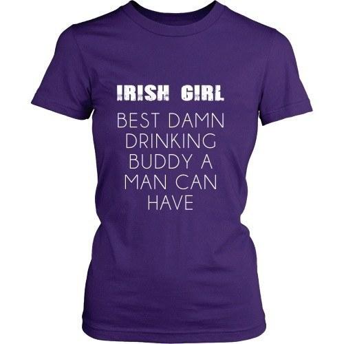 Irish T Shirt - Irish girl Best damn drinking buddy a man can have-T-shirt-Teelime | shirts-hoodies-mugs