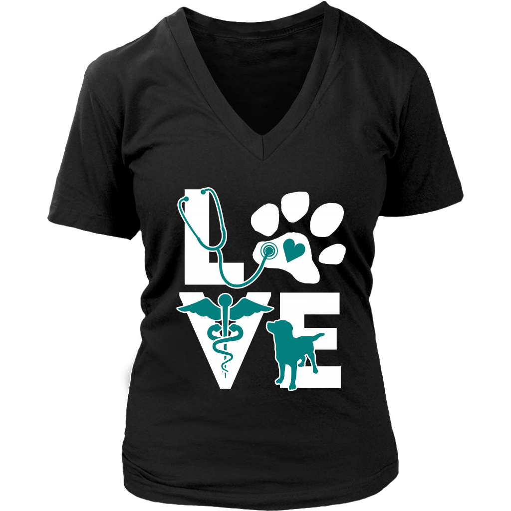 VET TECH T SHIRT - VETERINARIAN LOVE DOG TEAL-T-shirt-Teelime | shirts-hoodies-mugs
