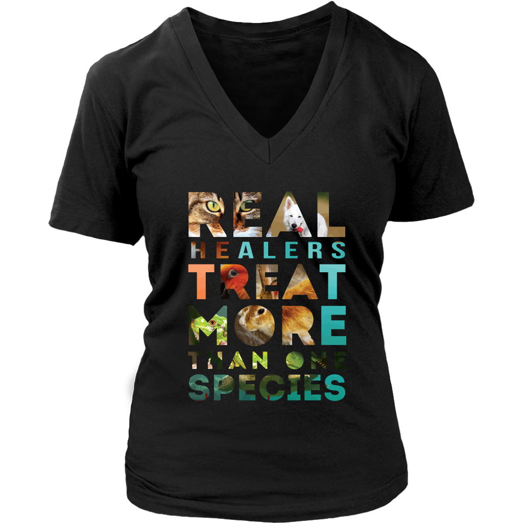 VETERINARY T SHIRT - REAL Healers TREAT MORE THAN ONE SPECIES-T-shirt-Teelime | shirts-hoodies-mugs