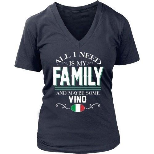Italian T Shirt - All I need is my family and some Vino-T-shirt-Teelime | shirts-hoodies-mugs