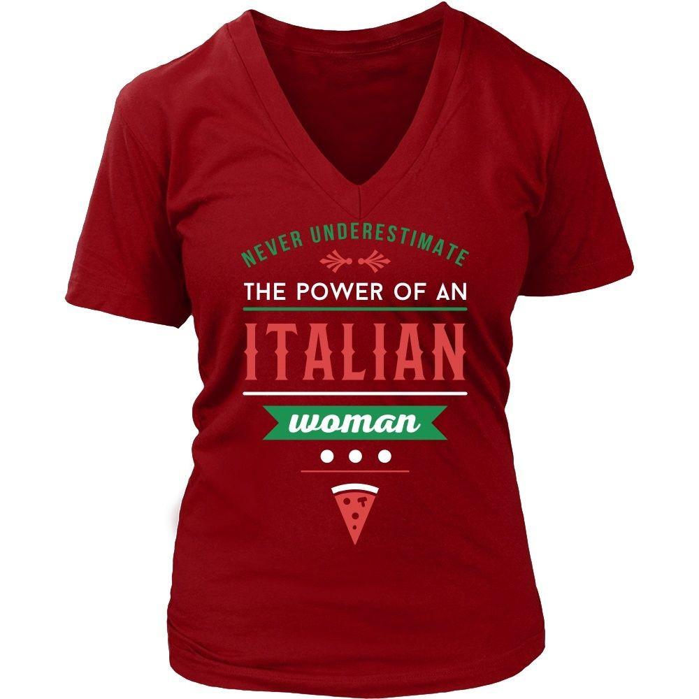 Italian T Shirt - Never underestimate the power of an Italian woman-T-shirt-Teelime | shirts-hoodies-mugs