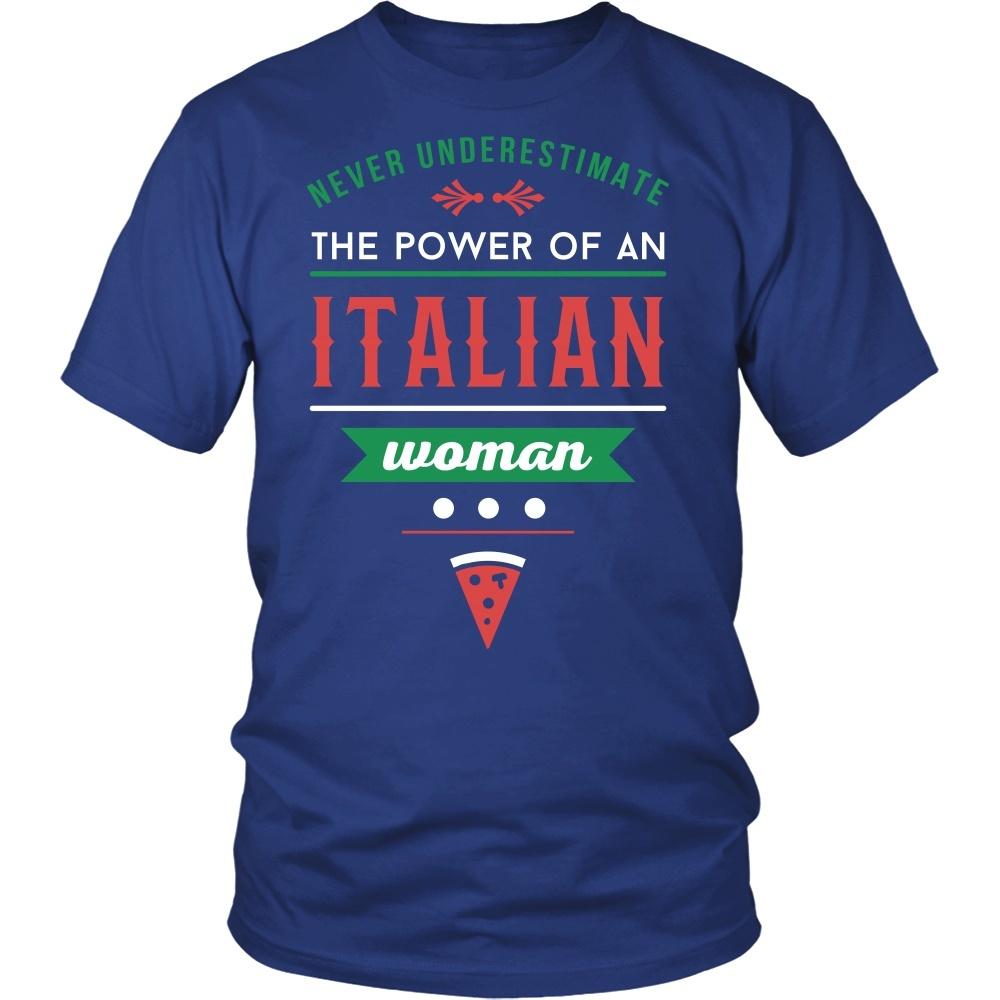 Italian T Shirt - Never underestimate the power of an Italian woman-T-shirt-Teelime | shirts-hoodies-mugs