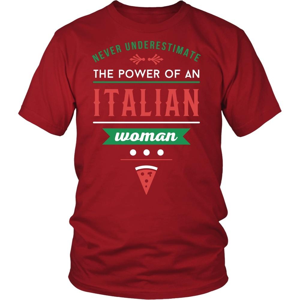 Italian T Shirt - Never underestimate the power of an Italian woman-T-shirt-Teelime | shirts-hoodies-mugs