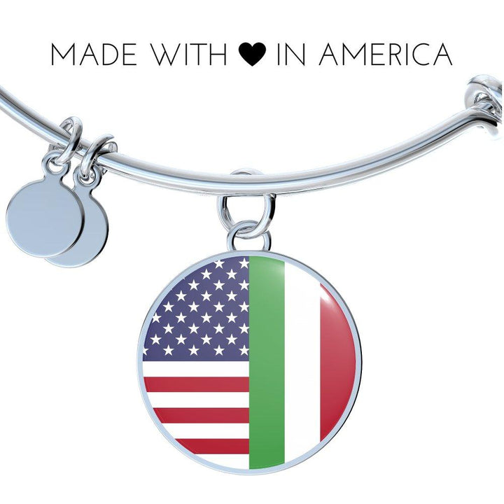 Italy Love - Proud Italian-American - Bangle-Bracelet Round Pendant-Jewelry-Teelime | shirts-hoodies-mugs