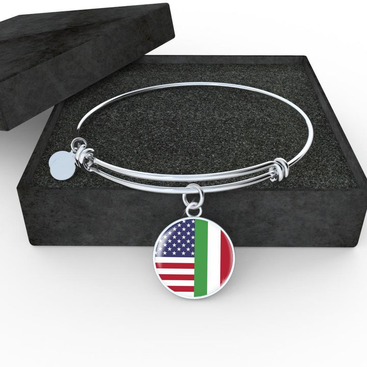 Italy Love - Proud Italian-American - Bangle-Bracelet Round Pendant-Jewelry-Teelime | shirts-hoodies-mugs