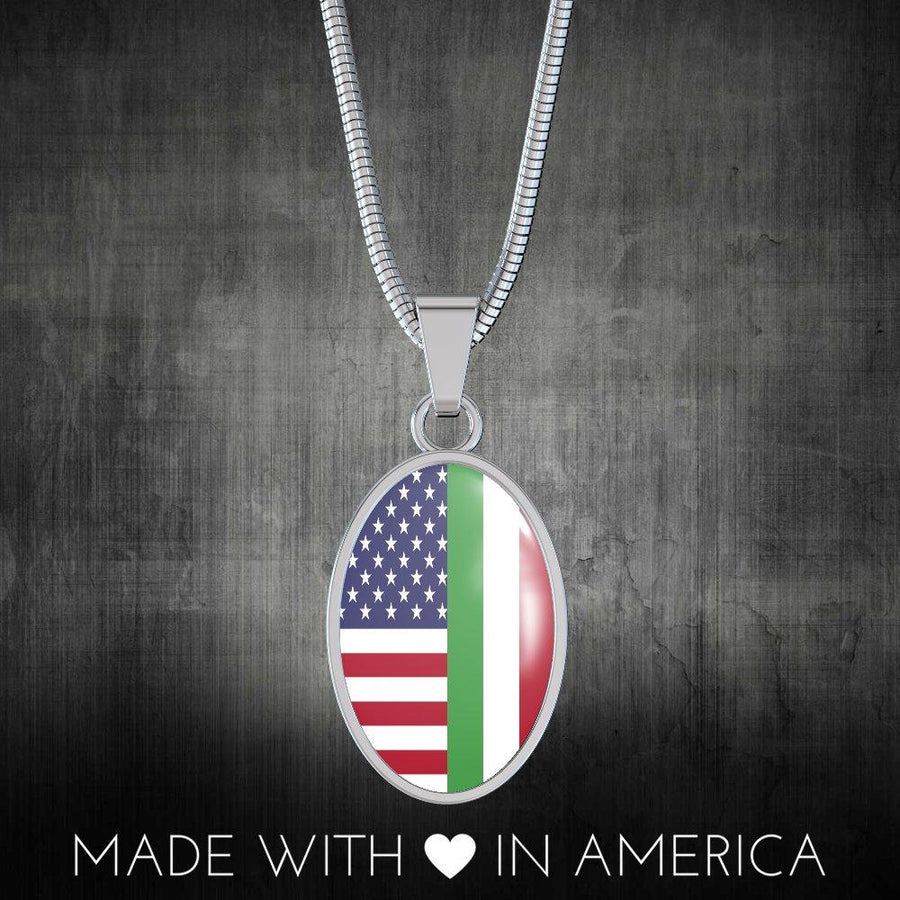 Italy Love - Proud Italian-American - Luxury Necklace Oval Pendant-Jewelry-Teelime | shirts-hoodies-mugs