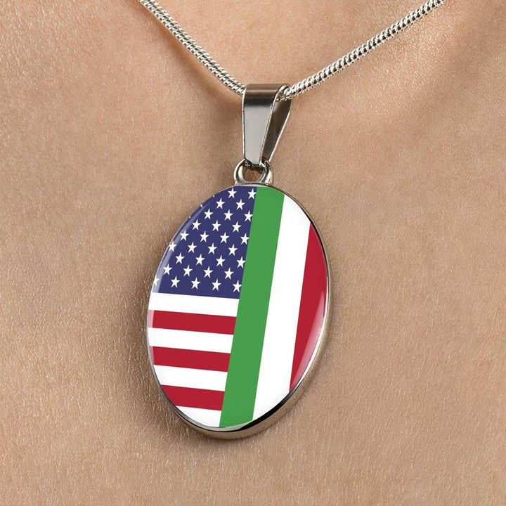 Italy Love - Proud Italian-American - Luxury Necklace Oval Pendant-Jewelry-Teelime | shirts-hoodies-mugs