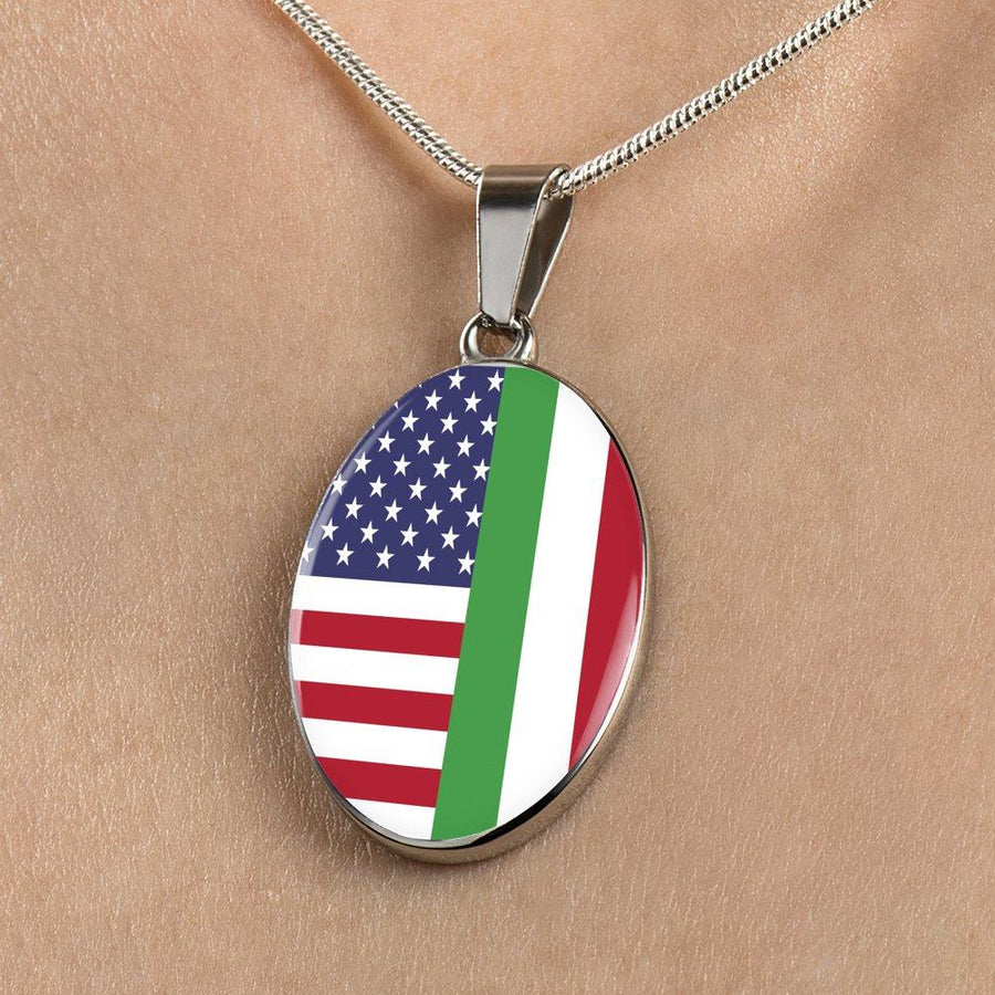 Italy Love - Proud Italian-American - Luxury Necklace Oval Pendant-Jewelry-Teelime | shirts-hoodies-mugs