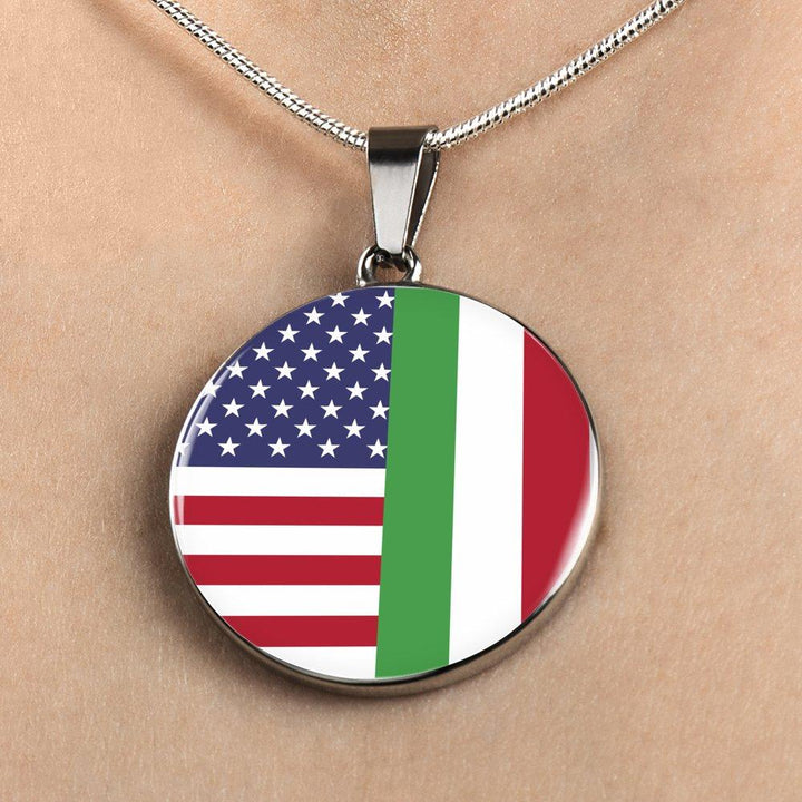 Italy Love - Proud Italian-American - Luxury Necklace Round Pendant-Jewelry-Teelime | shirts-hoodies-mugs
