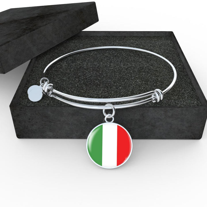 Italy Love - Proud Italian - Bangle-Bracelet Round Pendant-Jewelry-Teelime | shirts-hoodies-mugs