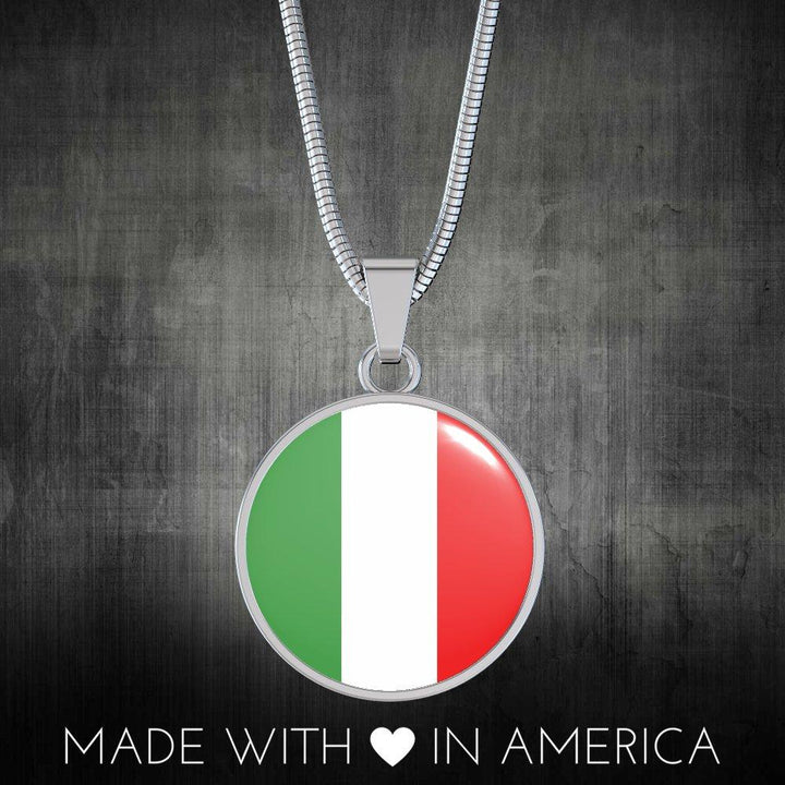 Italy Love - Proud Italian - Luxury Necklace Round Pendant-Jewelry-Teelime | shirts-hoodies-mugs